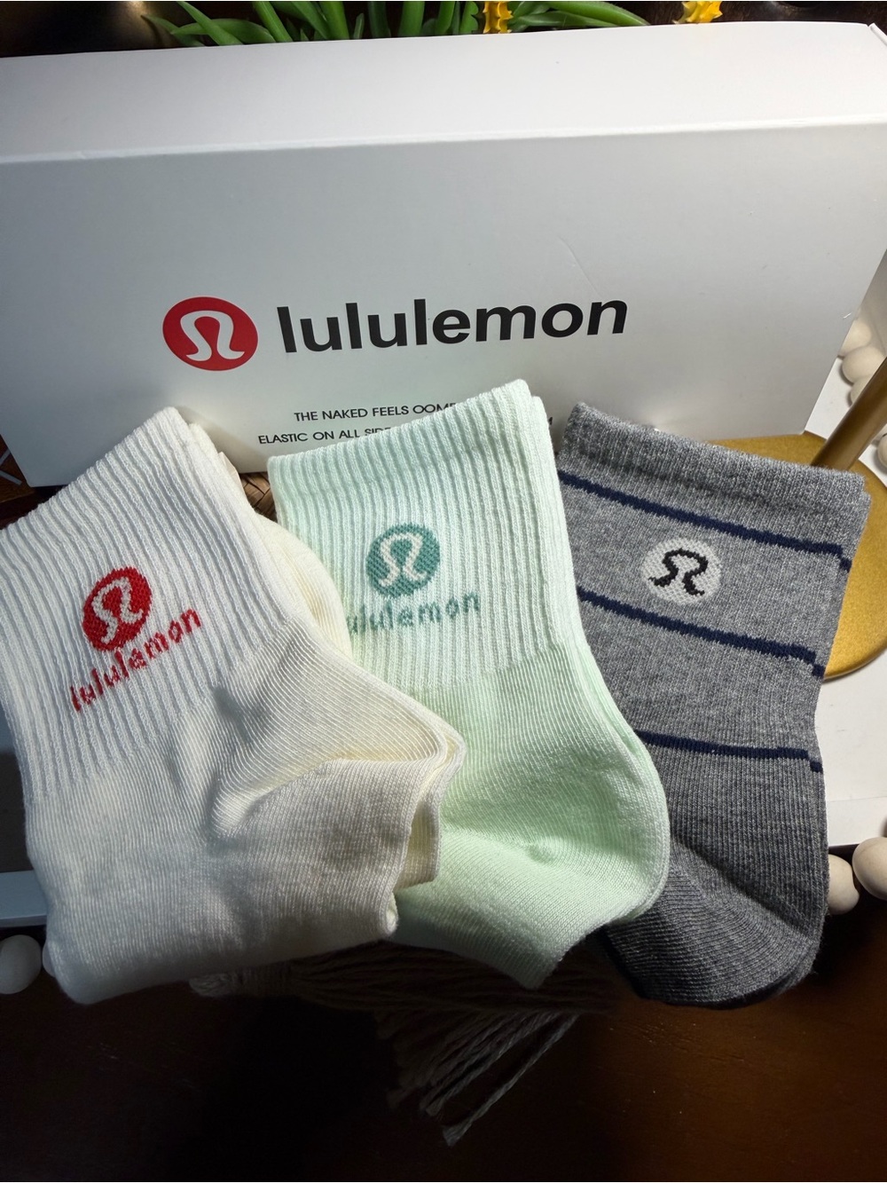 lululemon athletica Trio Crew Socks - White, Mint, Gray